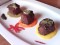 Petite Filet Mignon with Saffron Cream Sauce, Pesto & Red Bell Peppers Cream Sauce.