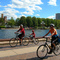 family on bikes on tour in Boston