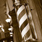 barber pole at State Street Barbers in Boston's South End
